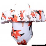 Mom and Daughter Swimwear High Waisted Bikini Off Shoulder Ruffles Floral Printed Swimsuit Set one-Piece Bathing Suits White-baby-4 B07NB4524Y